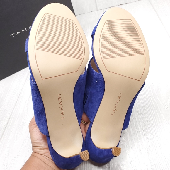 Tahari Adalicia Blue Suede Dress Shoes 8.5 - Picture 7 of 7